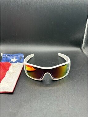 Oakley Batwolf Polished White/Ruby Iridium Lenses 9101-06 America Etched